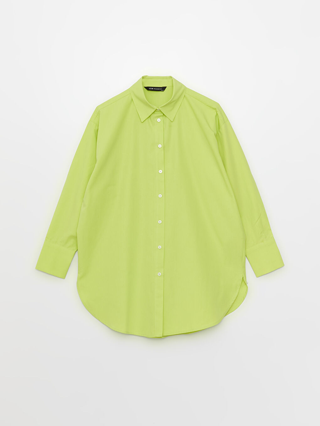 Plain Long Sleeve Oversize Poplin Women's Shirt Tunic-5