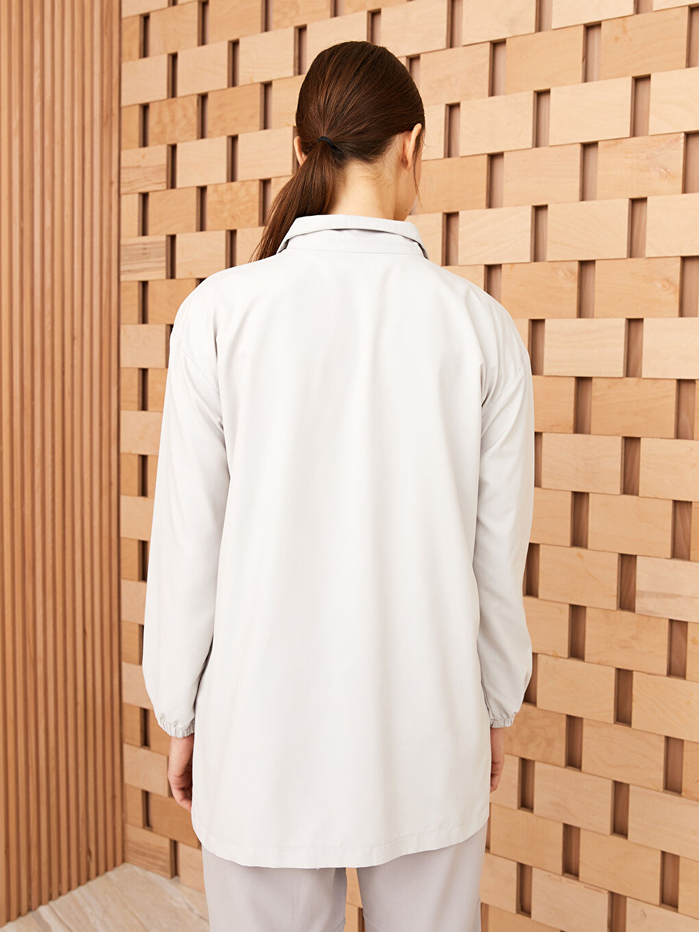 Funnel Neck Plain Long Sleeve Women's Tunic-4