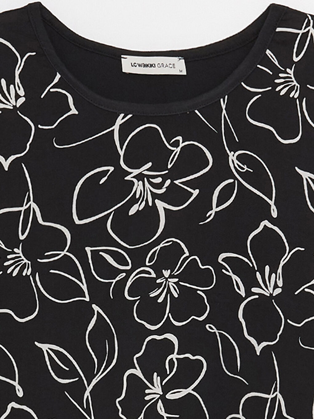 LCW Grace Crew Neck Floral Short Sleeve Women's T-Shirt -S3EQ44Z8-CVL