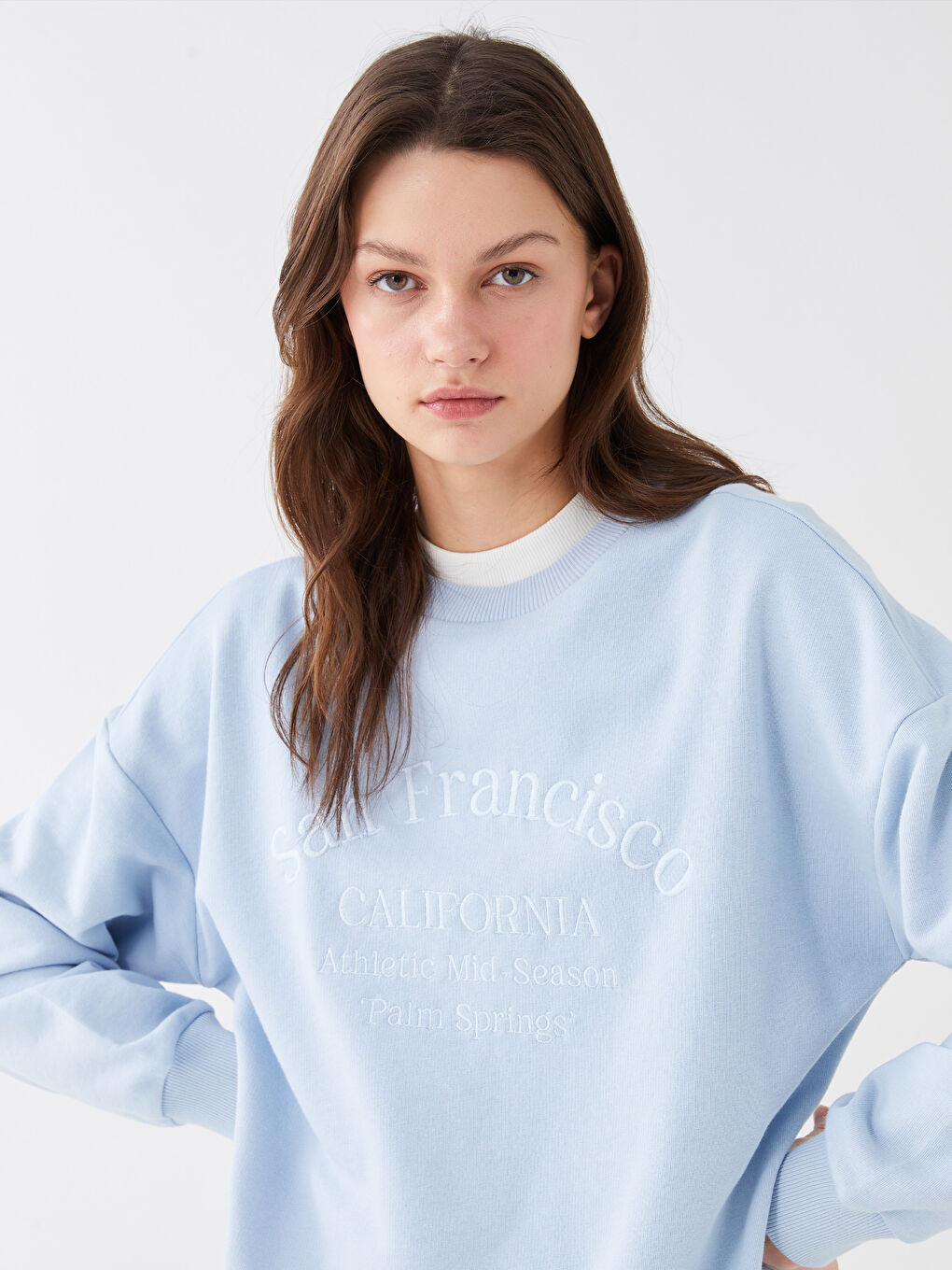 Crew Neck Printed Long Sleeve Women's Sweatshirt-1