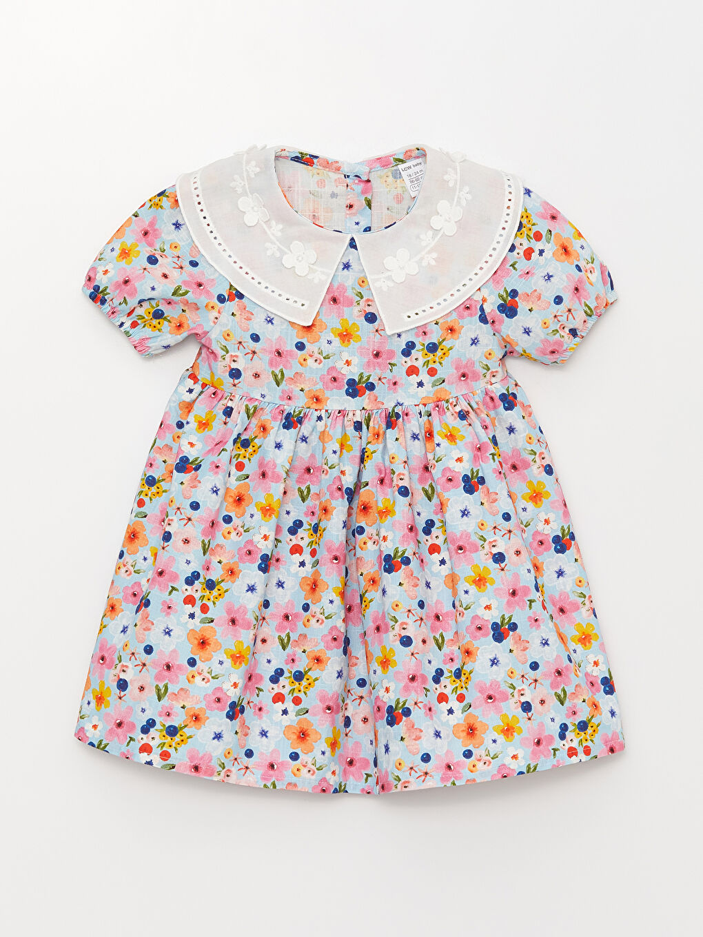 Bebe Collar Short Sleeve Patterned Baby Girl Dress