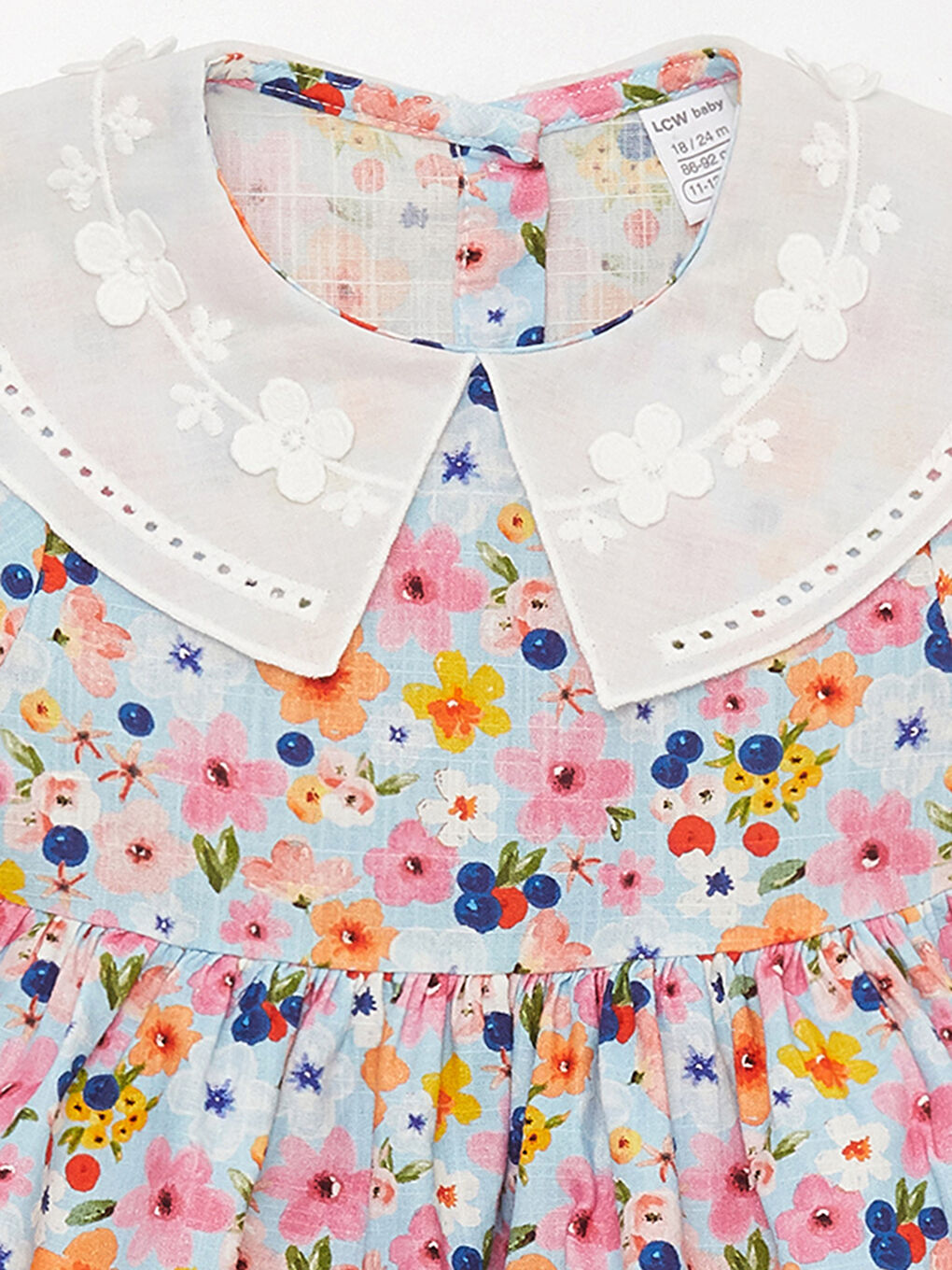 Bebe Collar Short Sleeve Patterned Baby Girl Dress-2