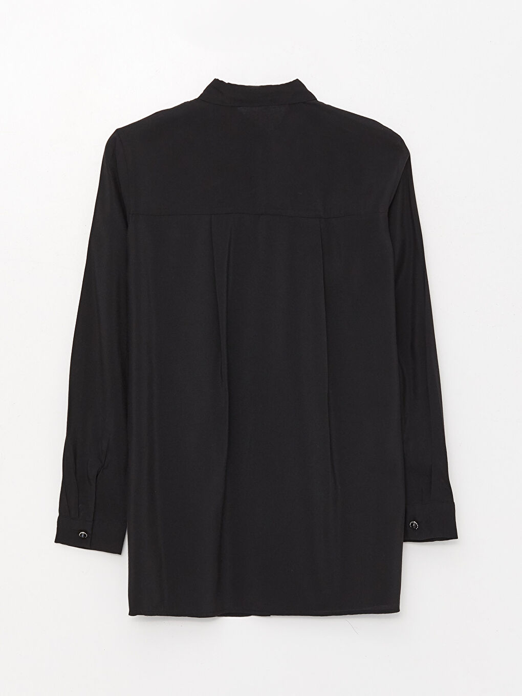 Siyah Düz Uzun Kollu Kadın Gömlek Tunik-6