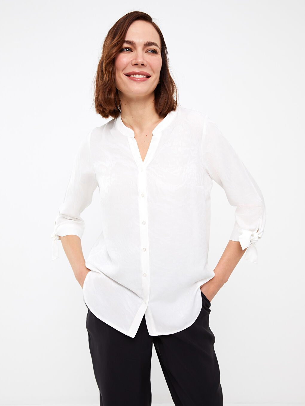 Women's Notch Neck Plain Shirt