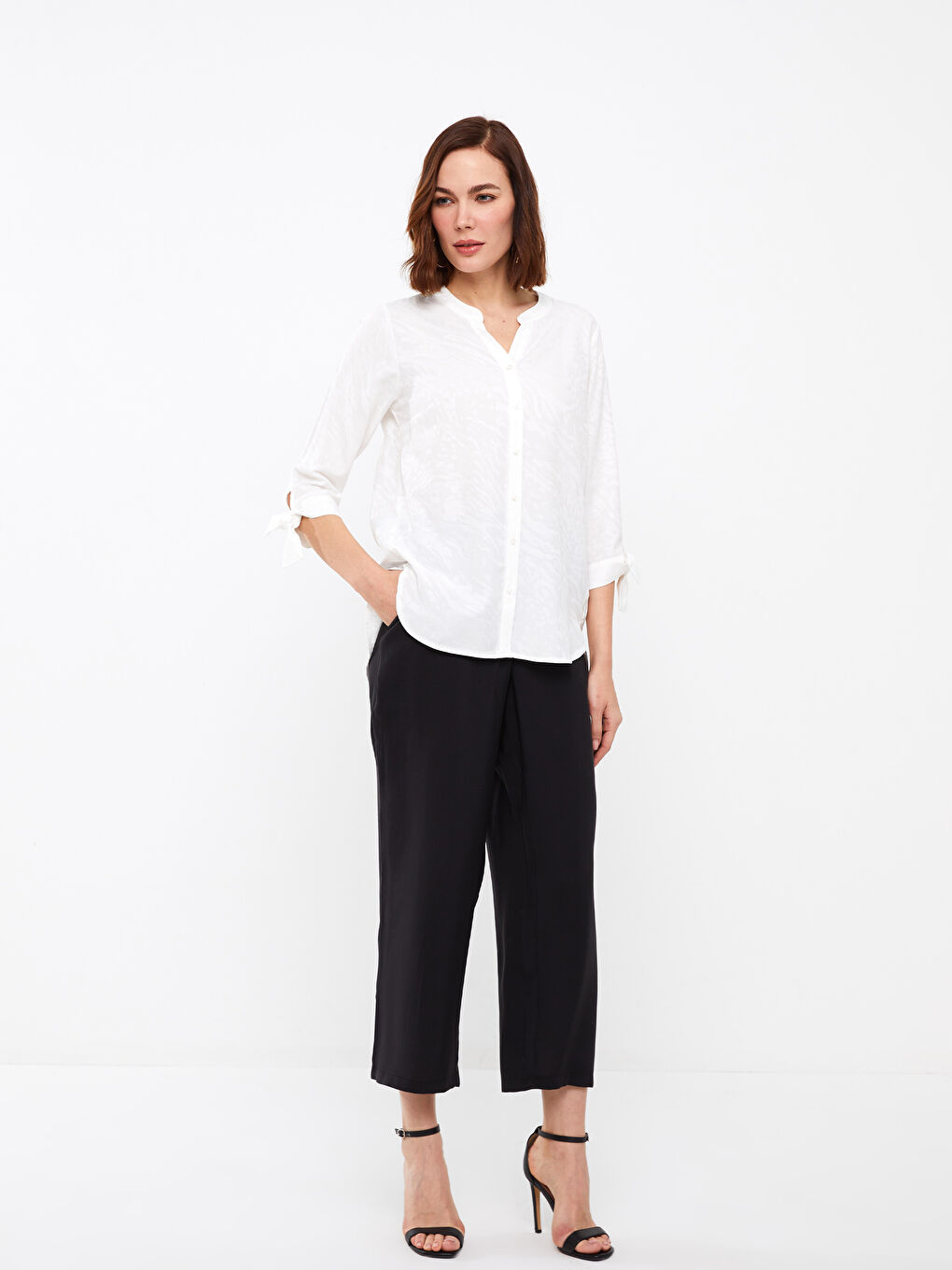 Women's Notch Neck Plain Shirt-2