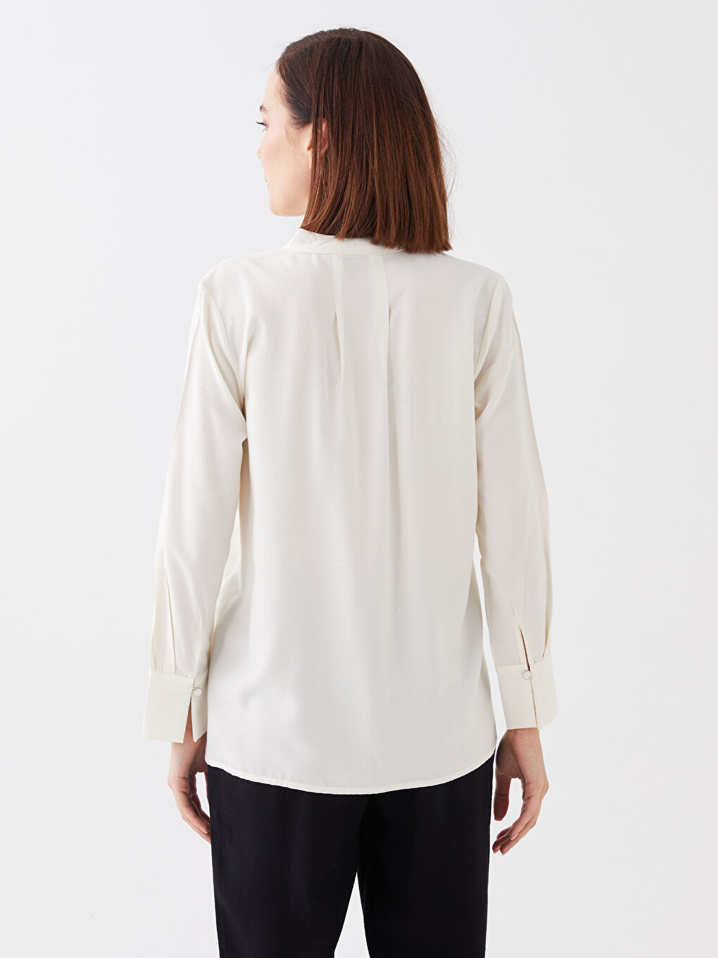 LCW Grace Notch Neck Plain Long Sleeve Women's Blouse -S3EQ75Z8-G5N