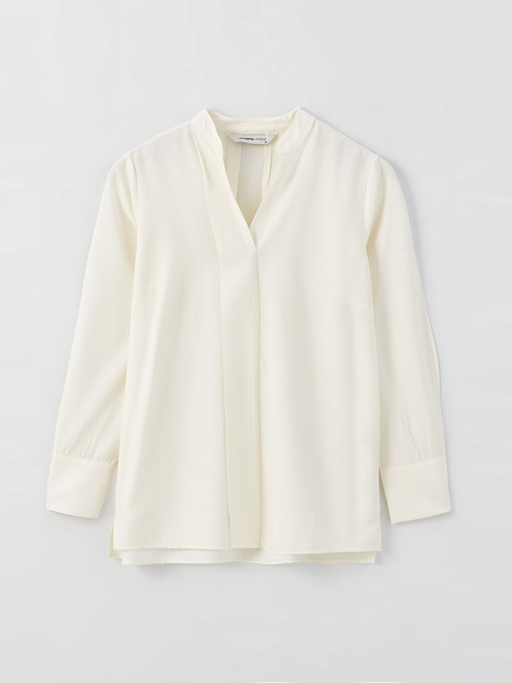 LCW Grace Notch Neck Plain Long Sleeve Women's Blouse -S3EQ75Z8-G5N