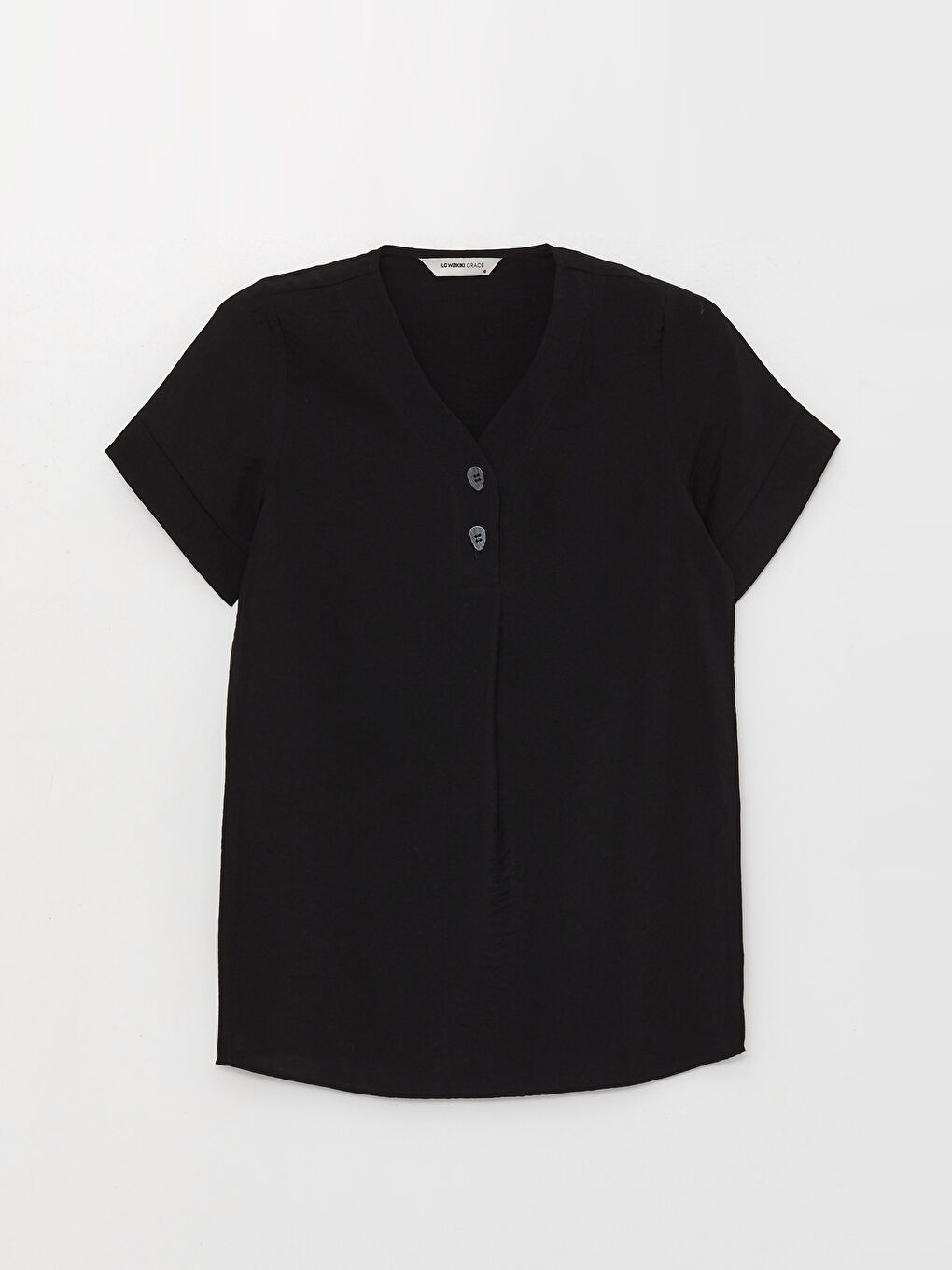 V-Ausschnitt Schlichte Kurzarm Bluse für Damen-5