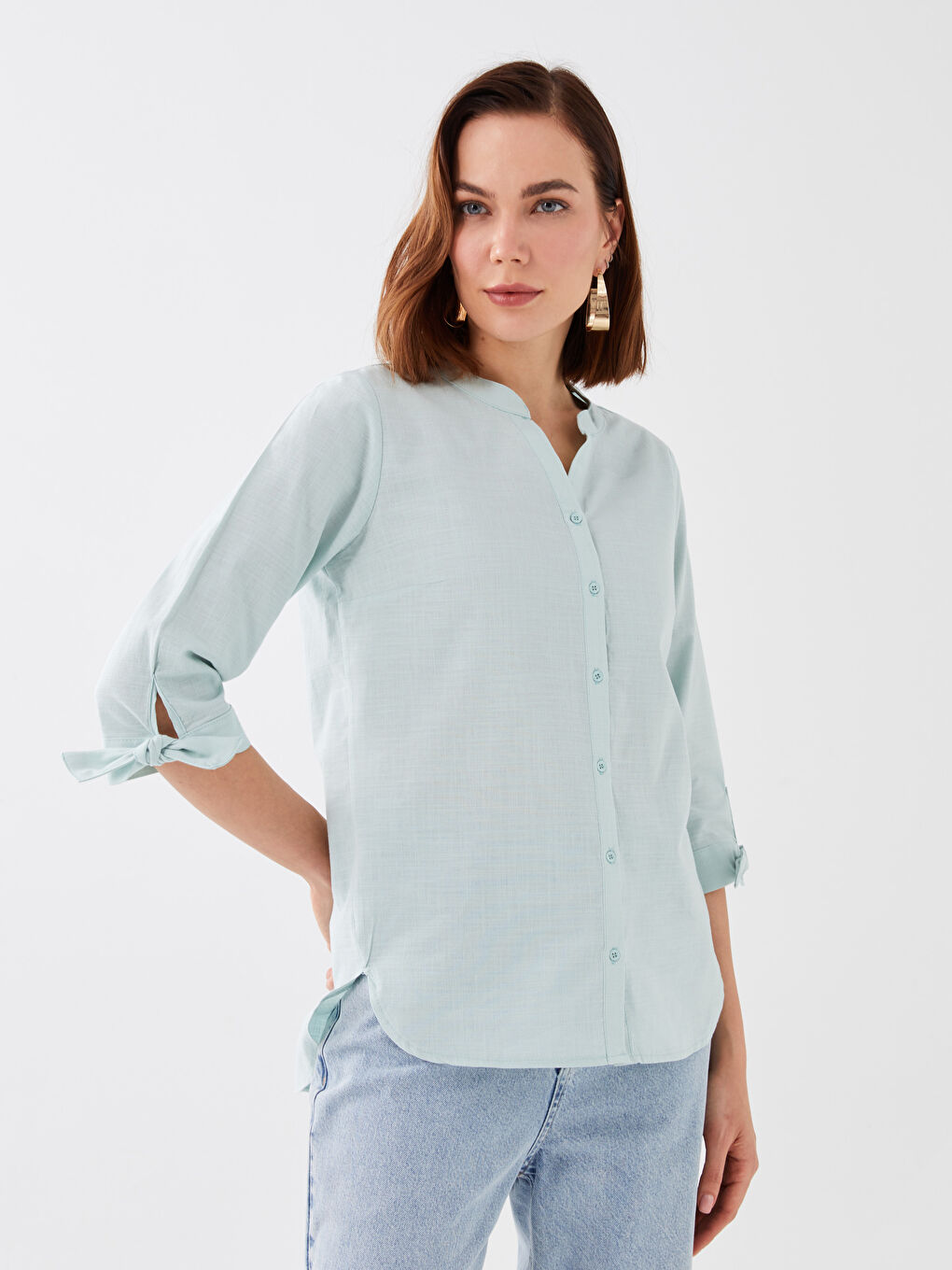 Women's Notch Neck Plain Shirt