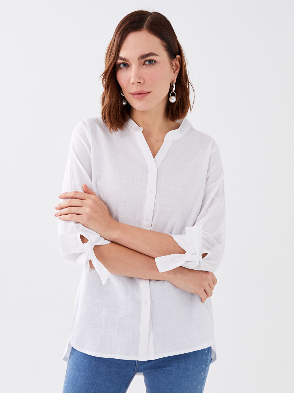 Women's Notch Neck Plain Shirt