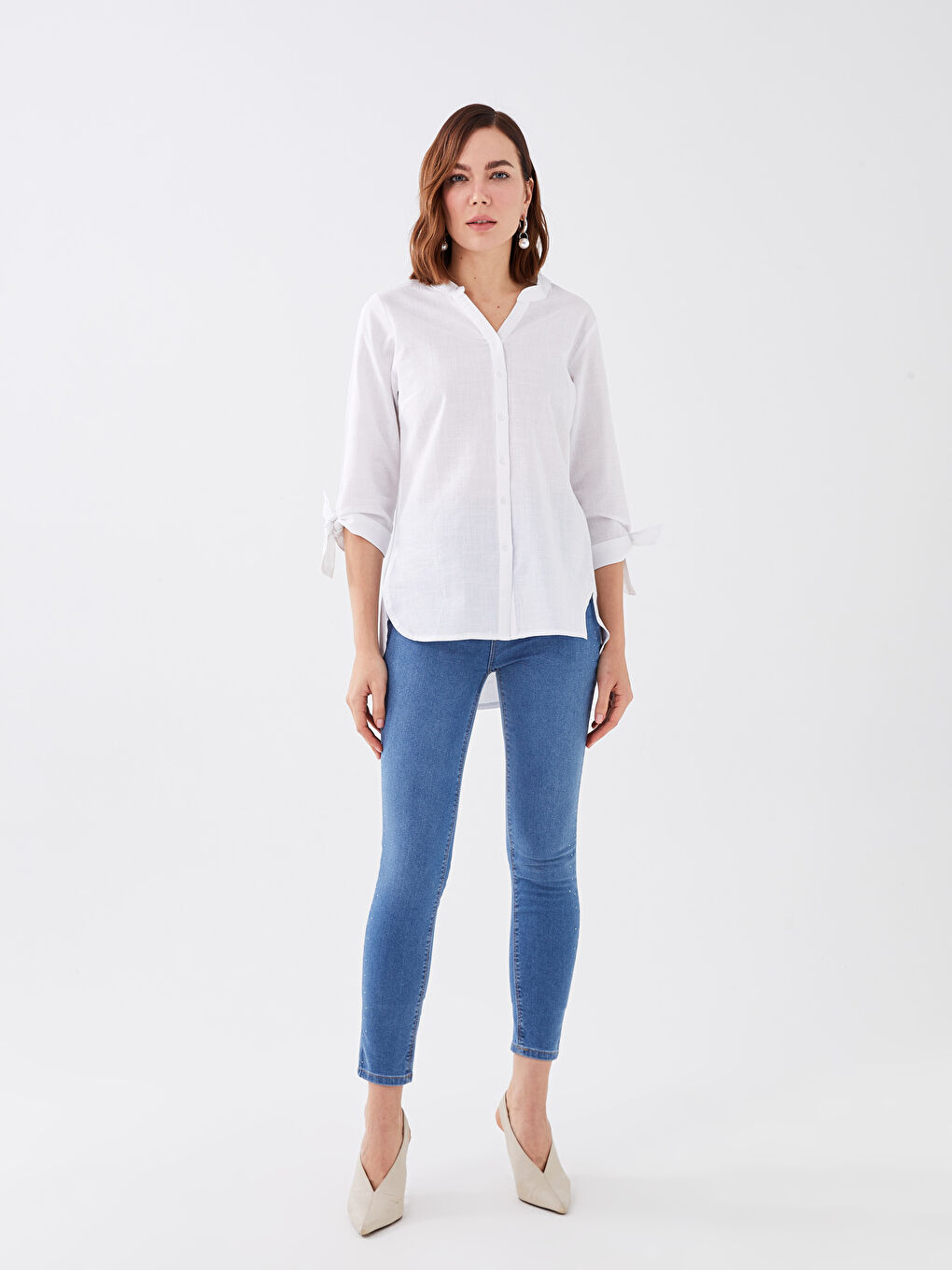 Women's Notch Neck Plain Shirt-2