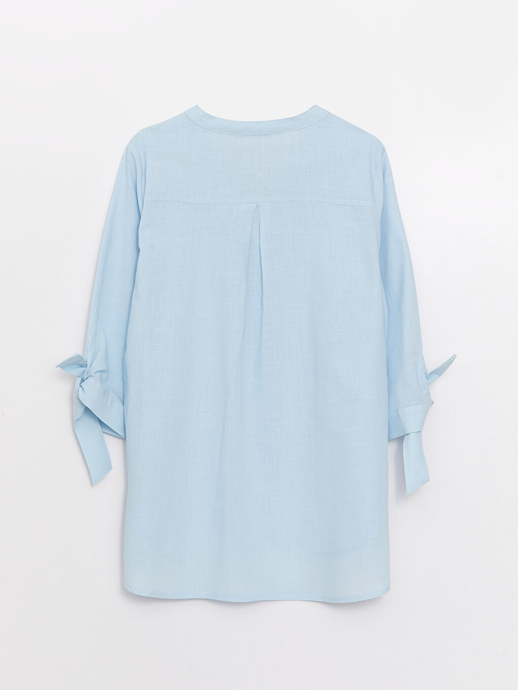 Mavi Kadın Kaçık Yaka Düz Gömlek-6