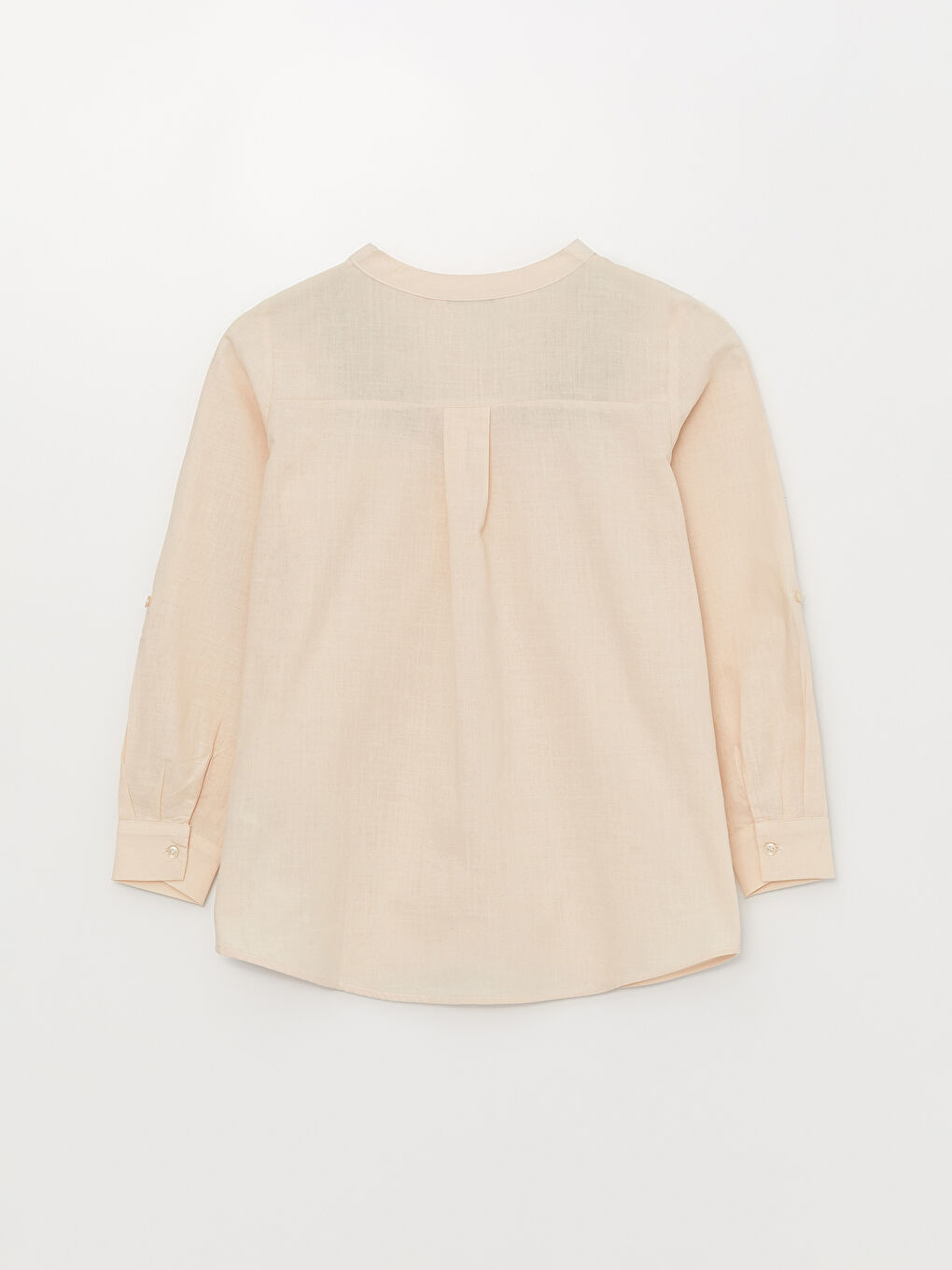 Ekru Kaçık Yaka Nakışlı Uzun Kollu Kadın Gömlek-6