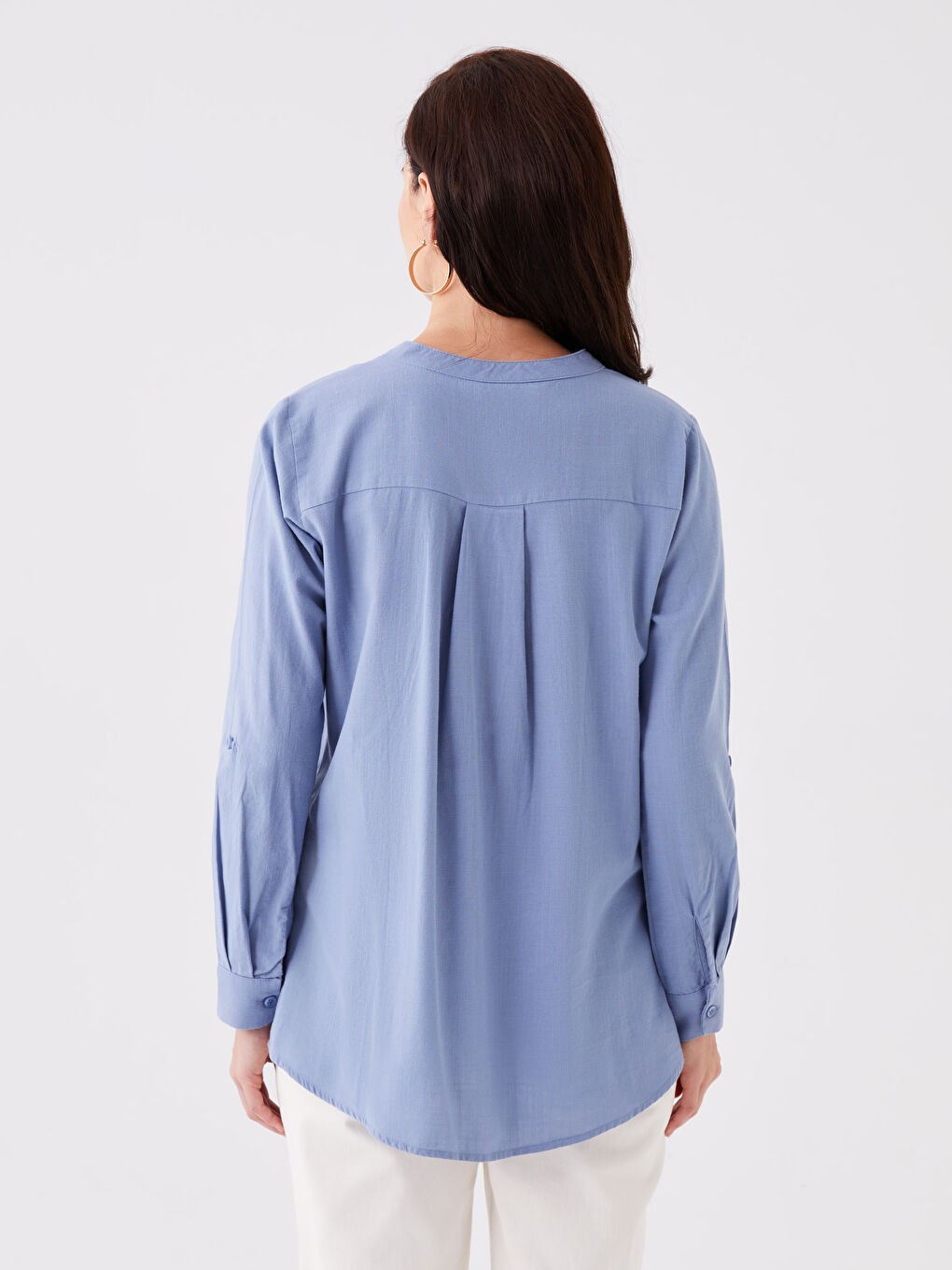 Henley Neckline Embroidered Long Sleeve Women's Shirt-4