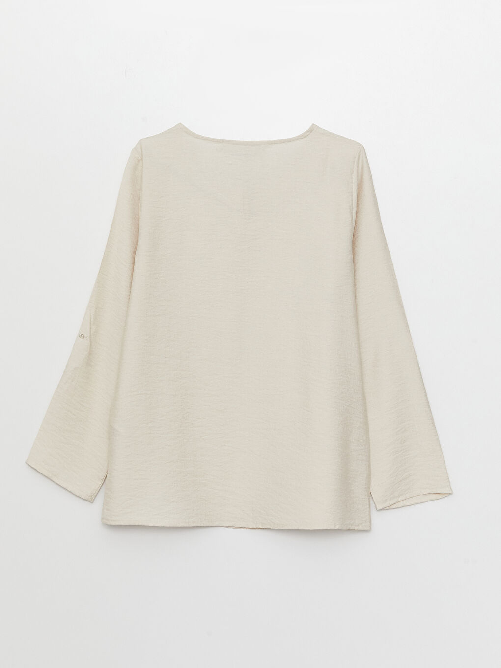 Gri Bisiklet Yaka Düz Uzun Kollu Kadın Bluz-6