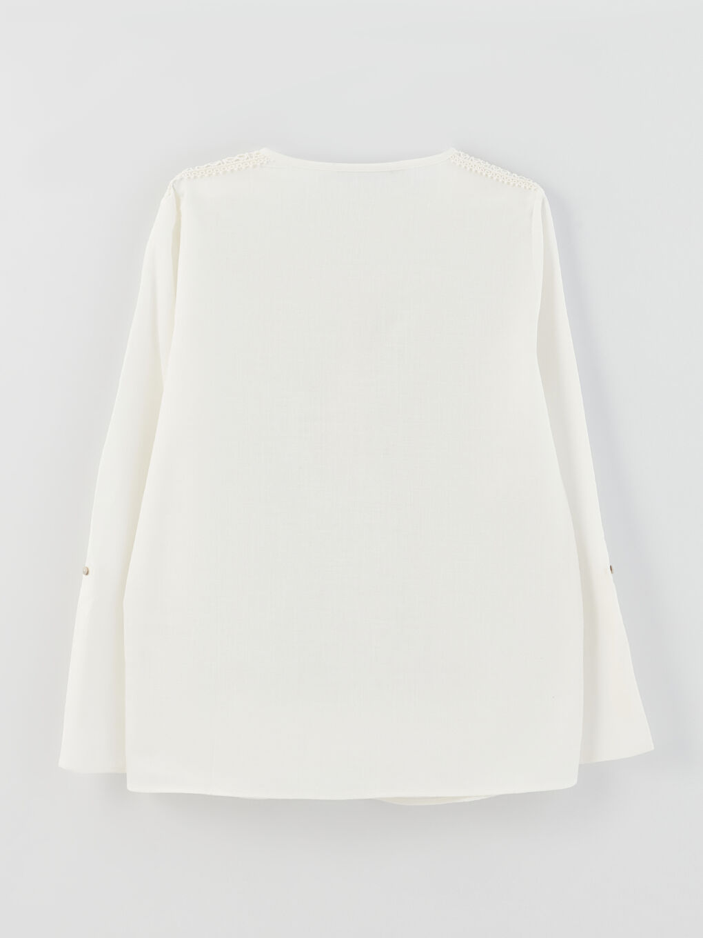 Notch Neck Lace Detailed Long Sleeve Women's Blouse-6