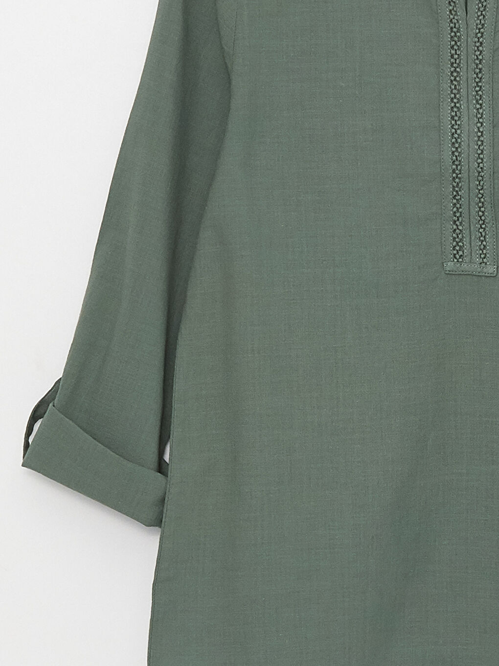 Haki Kaçık Yaka Dantel Detaylı Uzun Kollu Kadın Bluz-7