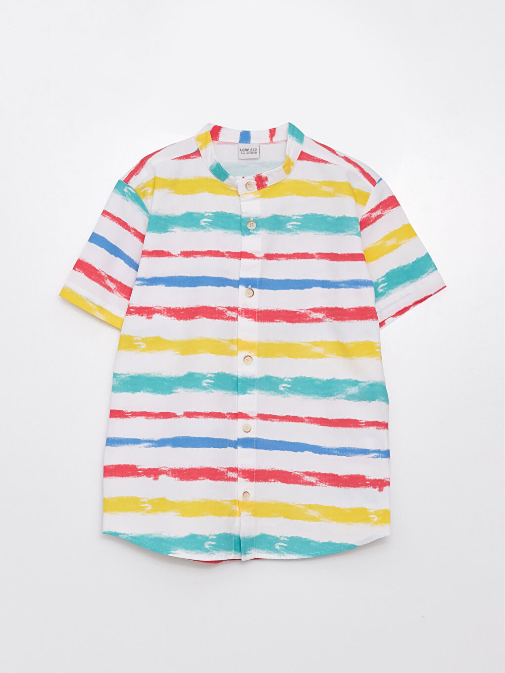 LCW ECO Grandad Collar Striped Short Sleeve Boys' Shirt -S3EQ86Z4-V0L