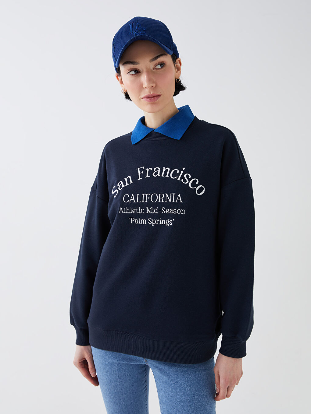 Žena TAMNO PLAVA Majica s kapuljačom/Dukserica-3