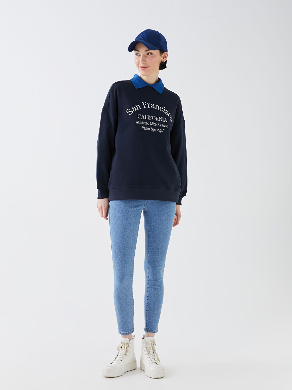 Žena TAMNO PLAVA Majica s kapuljačom/Dukserica-5