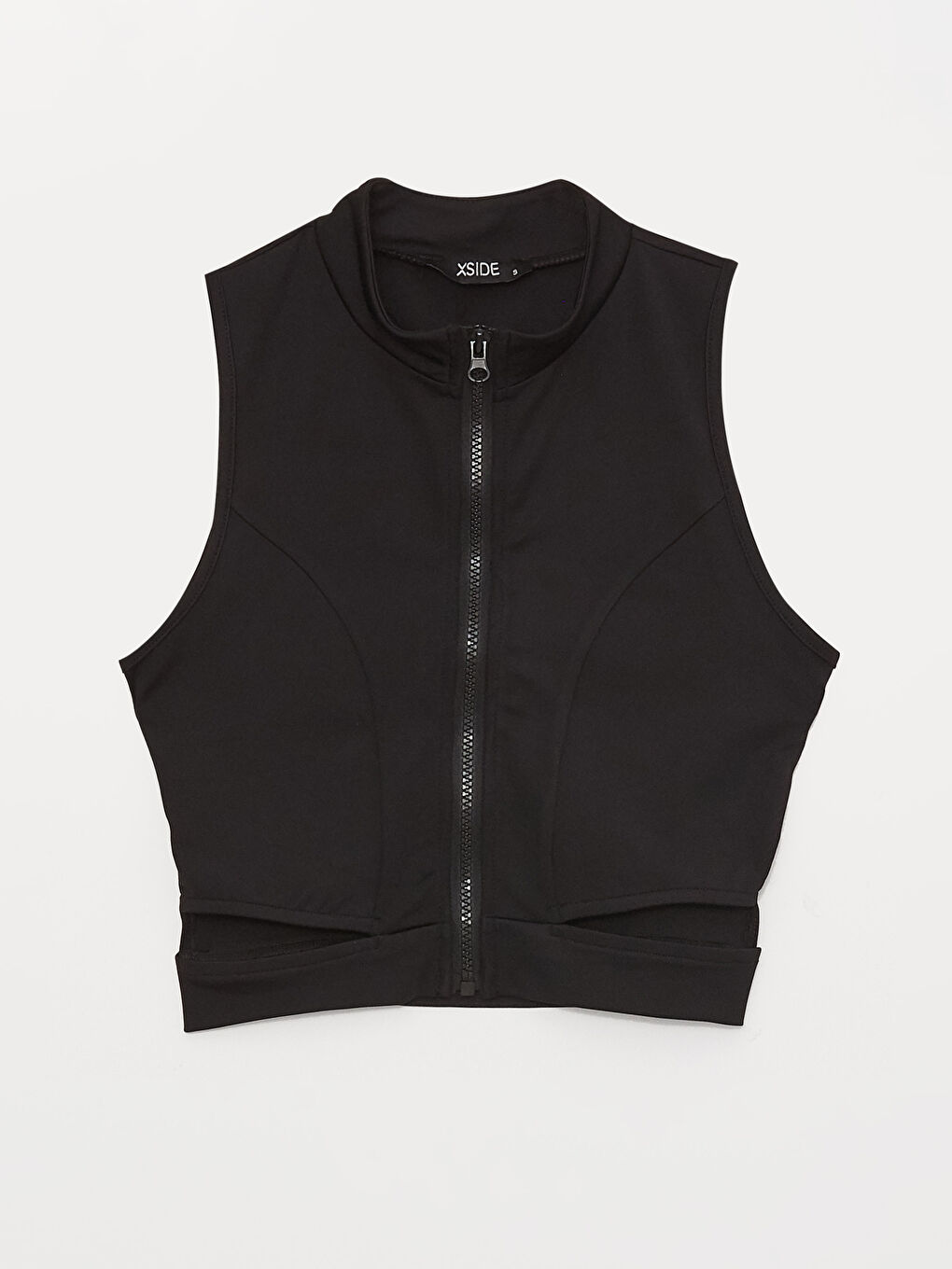 Siyah Kadın Dik Yaka Düz Crop-6