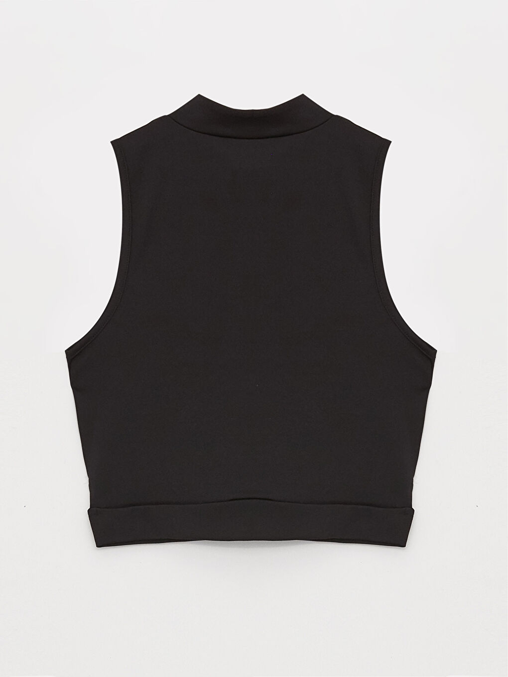 Siyah Kadın Dik Yaka Düz Crop-7