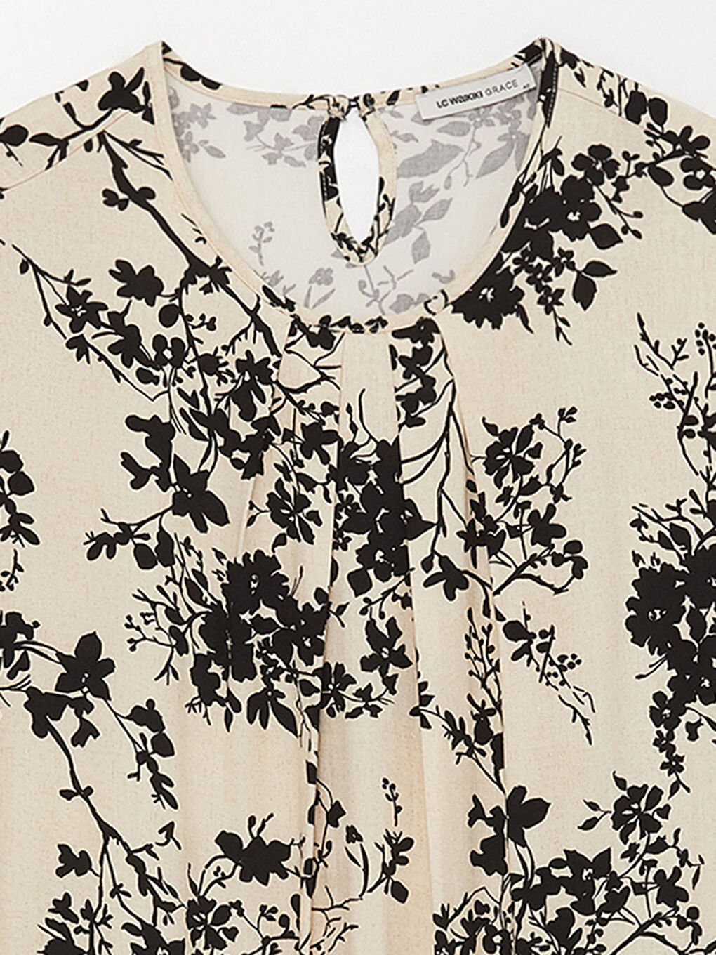 Siyah Bisiklet Yaka Çiçekli A Kesim Kadın Elbise-7