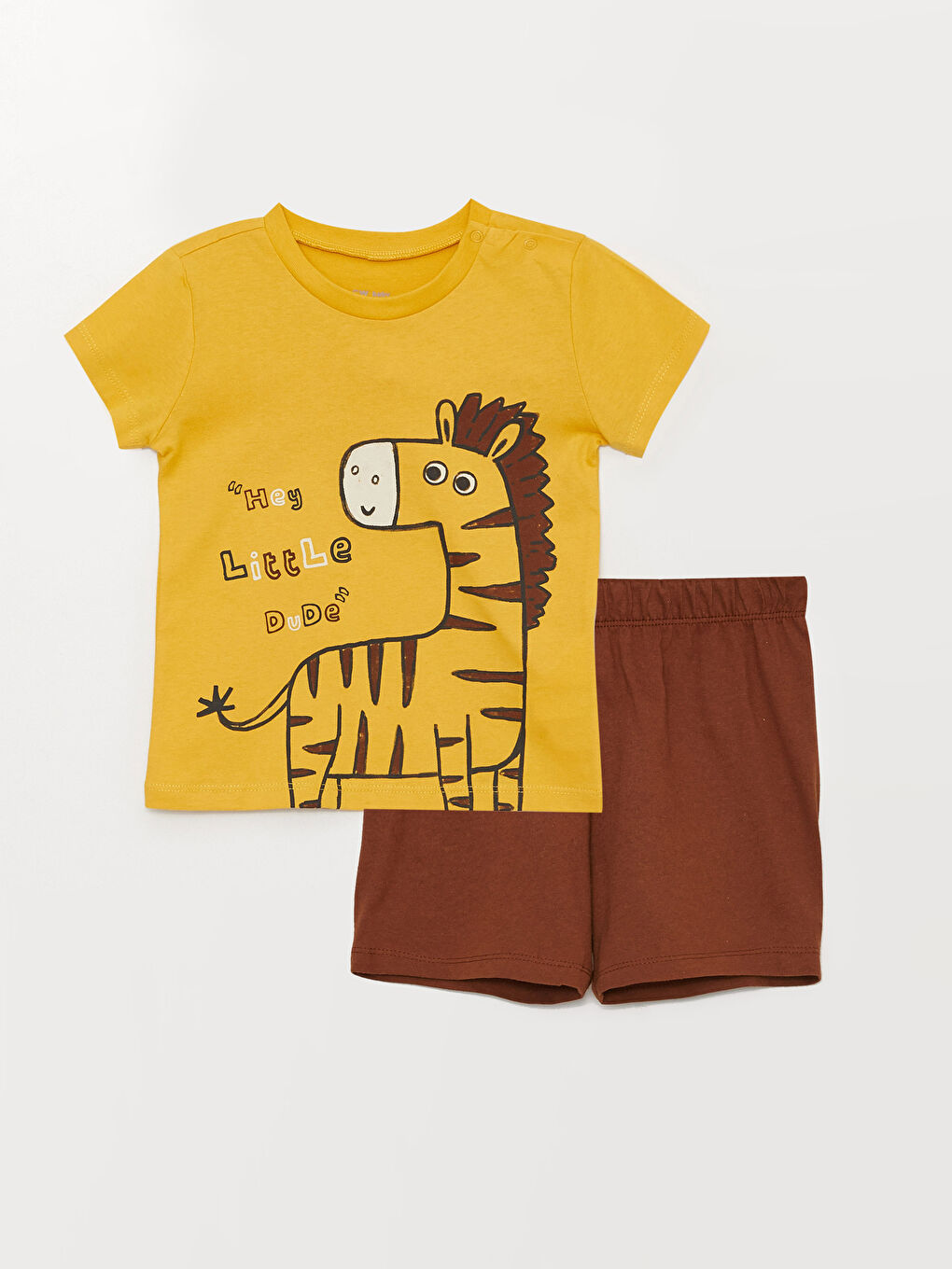 Crew Neck Short Sleeve Printed Baby Boys' Pyjama Set
