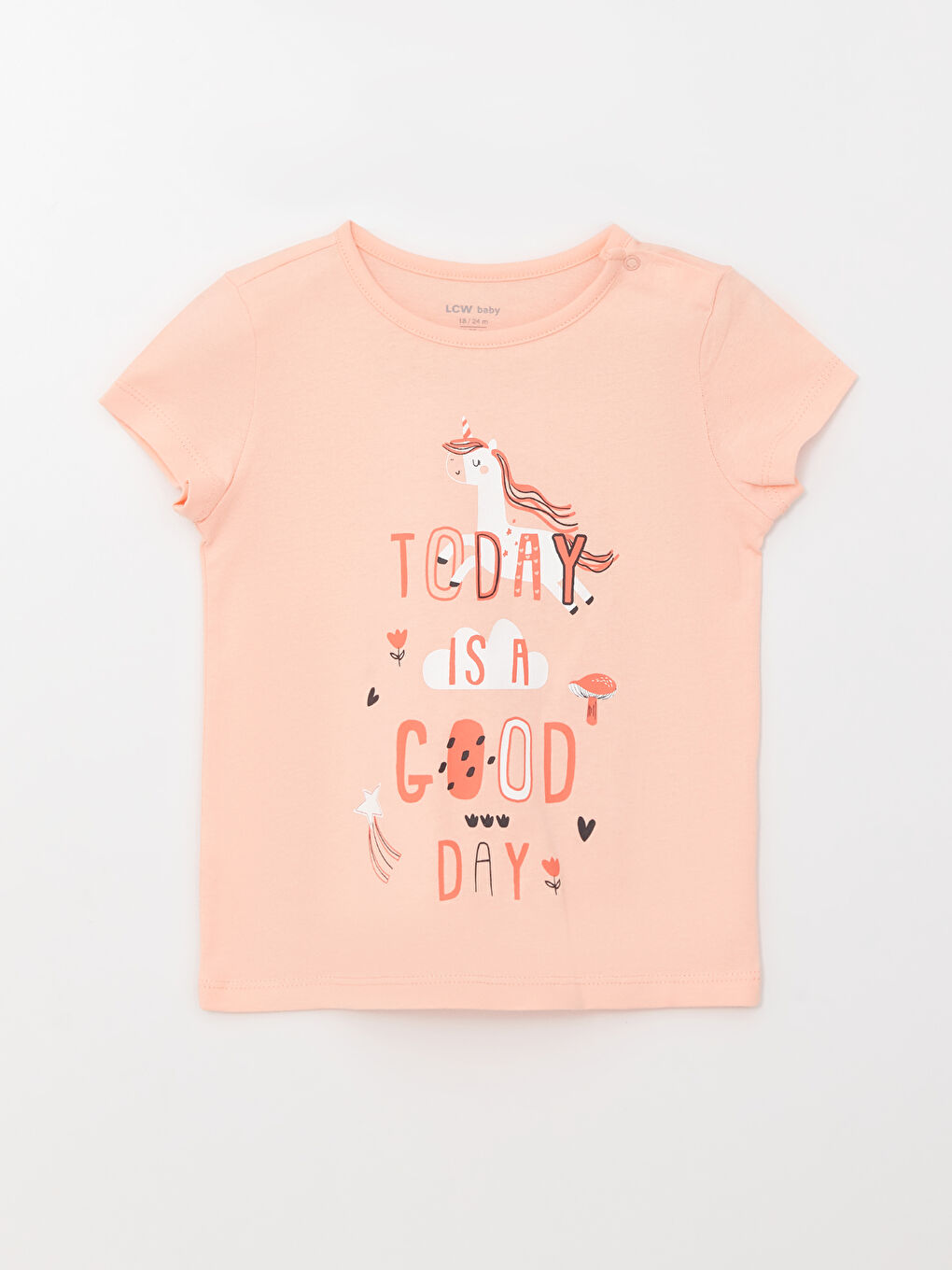 طقم بيجامة قصيرة مطبوع بياقة دائرية وكم قصير للبنات الصغيرات-1