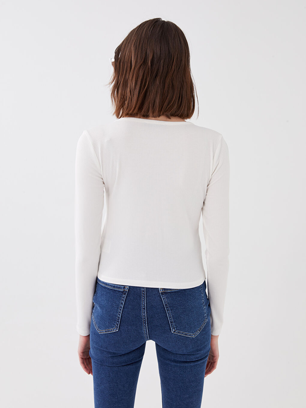 Cardigan Court Pour Femmes À Manches Longues Droites Et Col En V-4