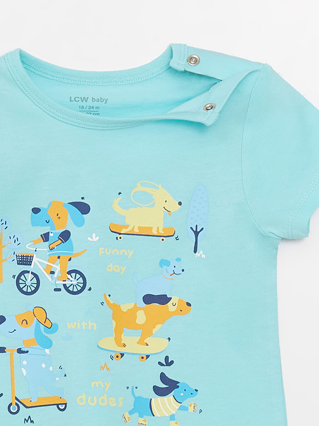 Salopete Bebeluși Băieți cu Guler Rotund și Mânecă Scurtă Imprimate, Pachet de 2 Bucăți-3