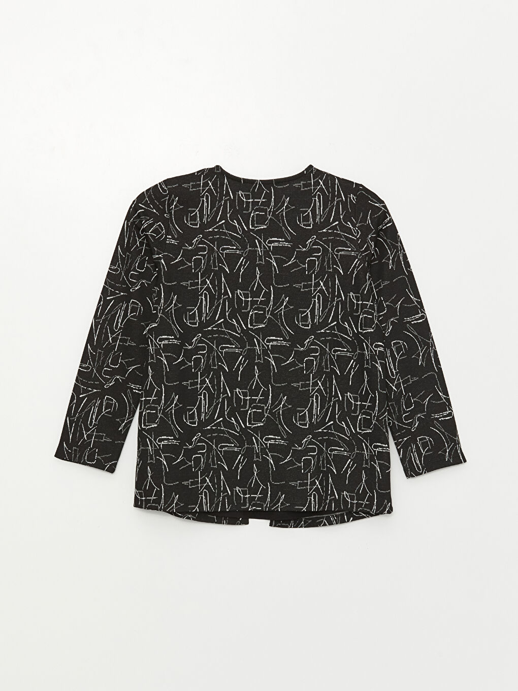Siyah Bisiklet Yaka Desenli Kadın Bluz-6