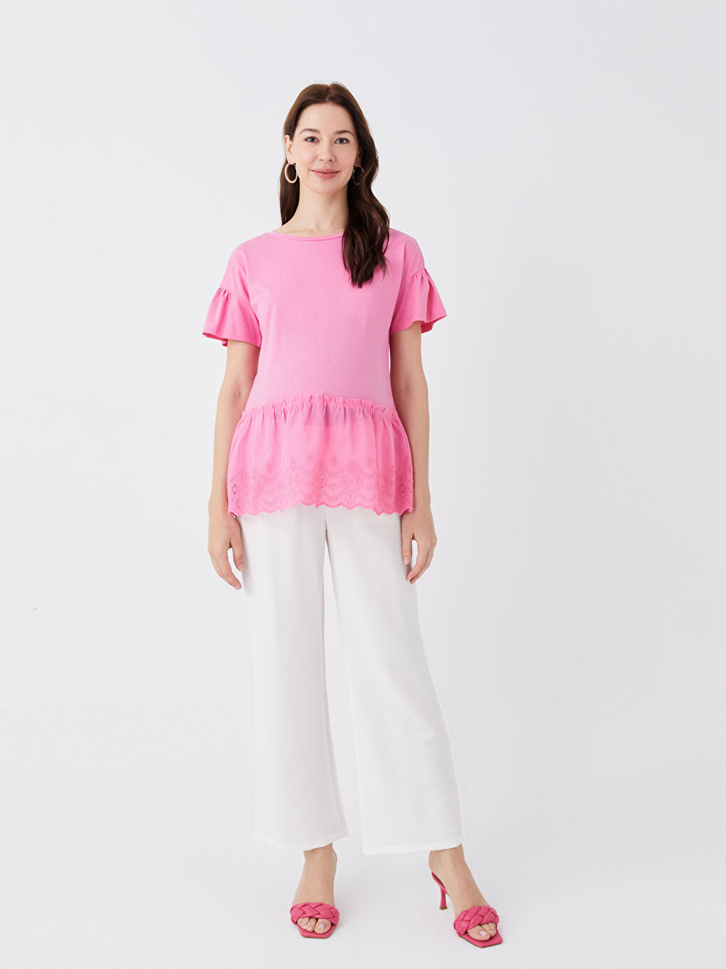 Crew Neck Straight Short Sleeve Maternity Blouse -S3ER98Z8-V3E
