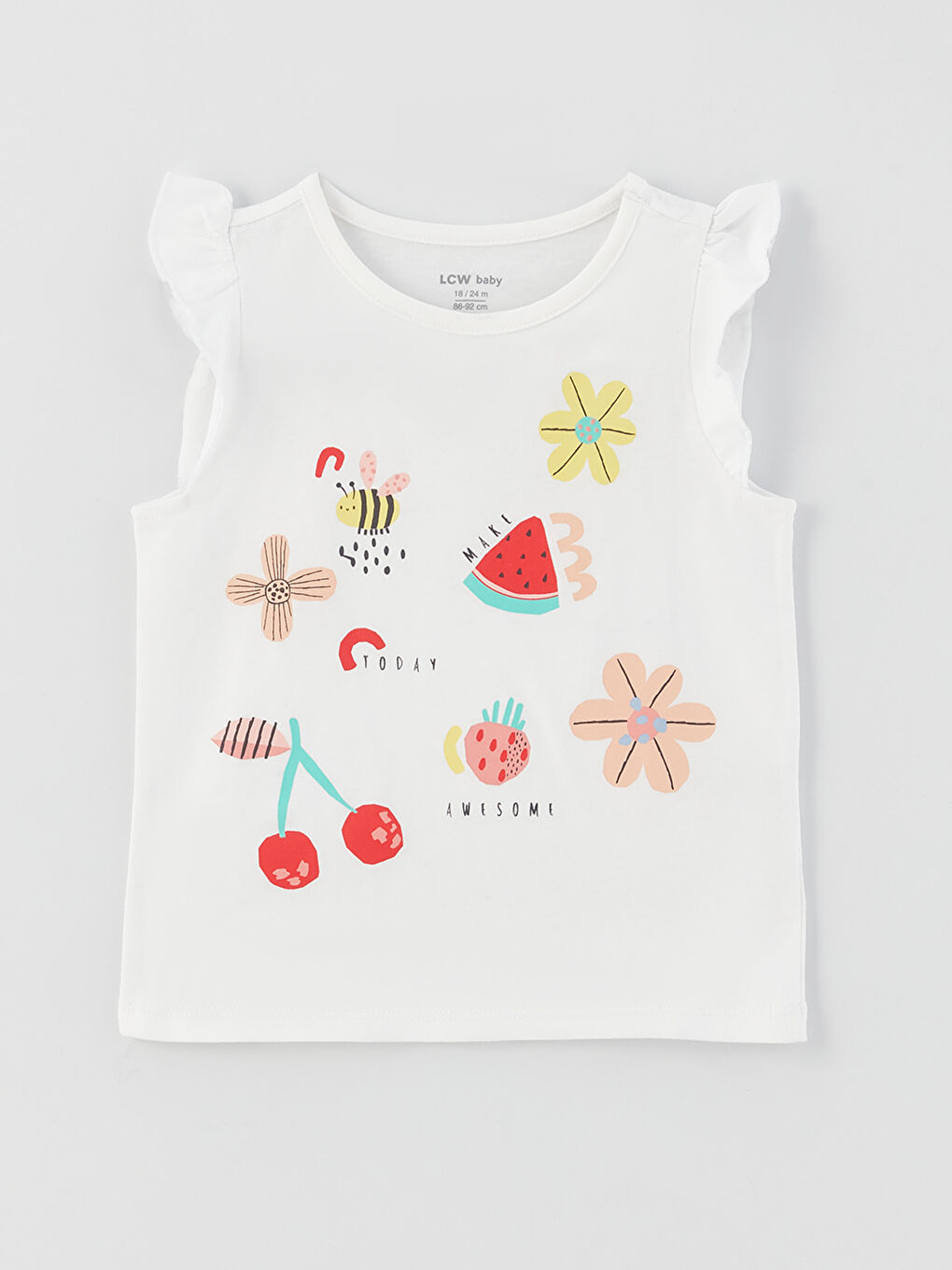 طقم بيجامة للبنات الصغيرات بياقة دائرية مطبوع-1