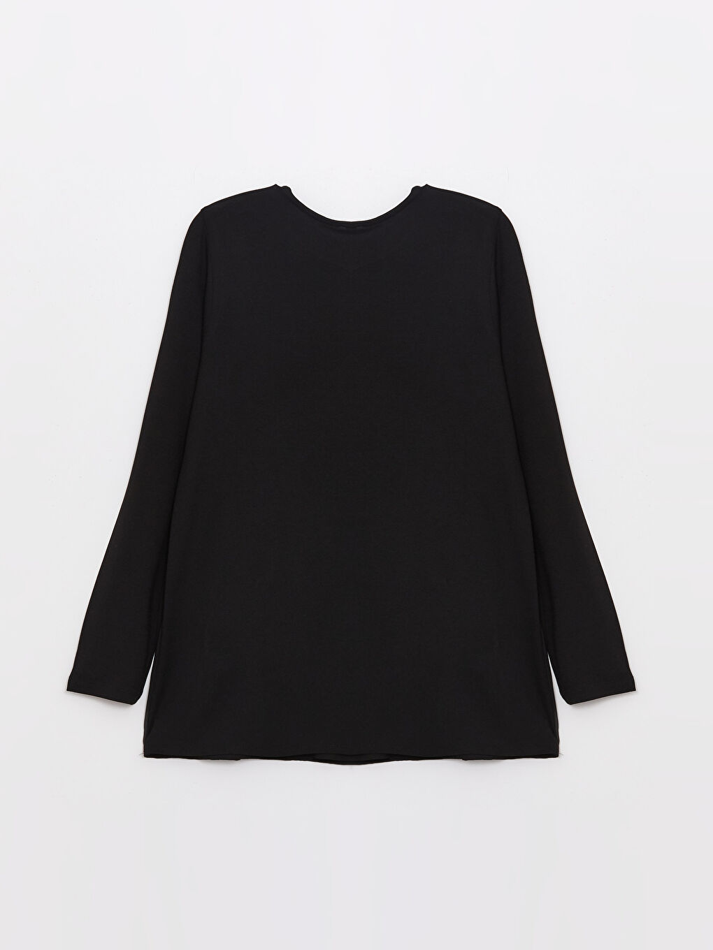 Siyah Bisiklet Yaka Düz Uzun Kollu Kadın Tunik-6