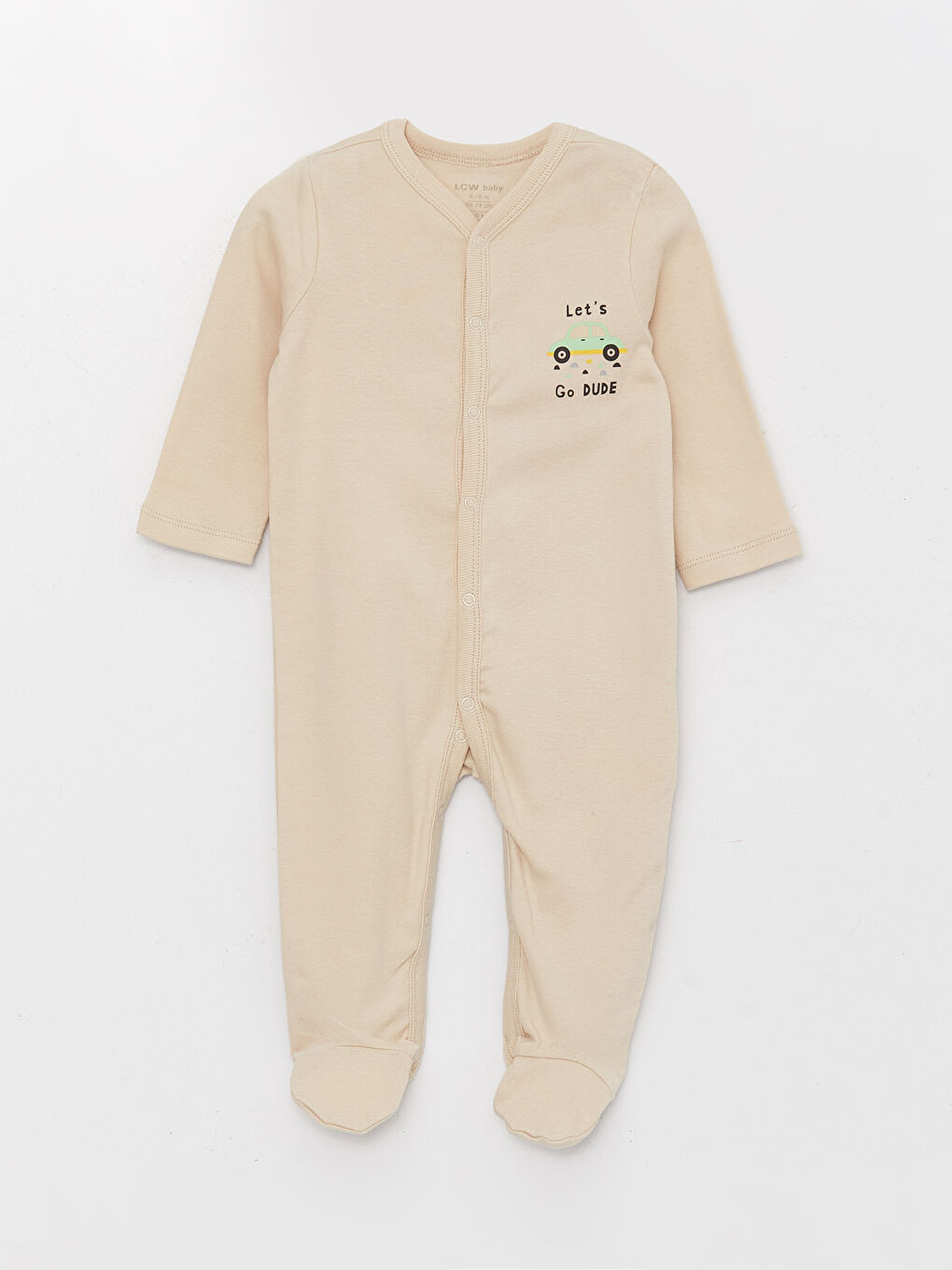 Mavi V Yaka Uzun Kollu Baskılı Erkek Bebek Tulum 2'li-1