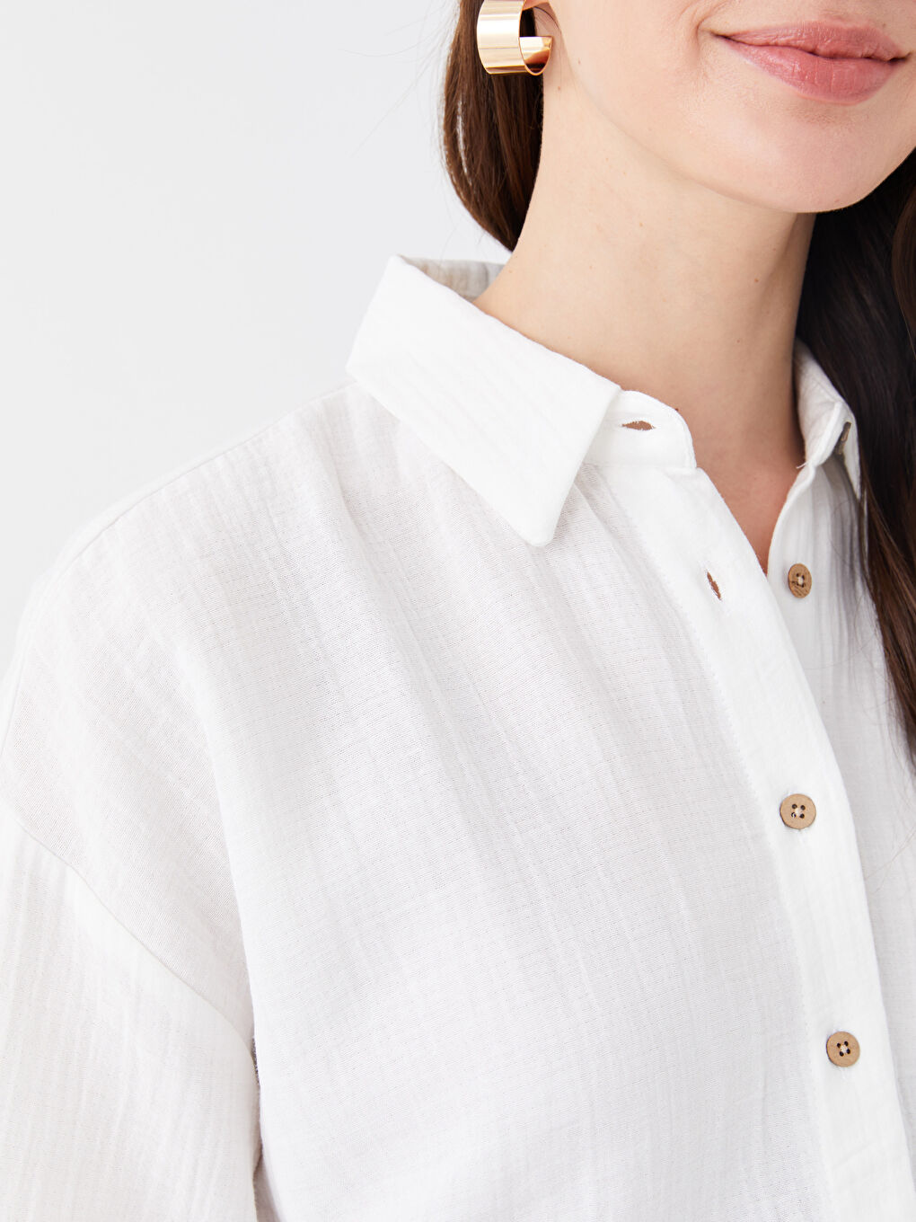 LCWAIKIKI Maternity Plain Oversize Muslin Maternity Shirt -S3ES17Z8-V33