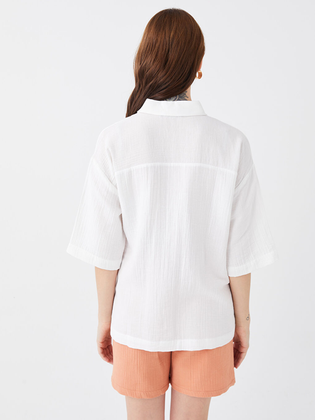 LCWAIKIKI Maternity Plain Oversize Muslin Maternity Shirt -S3ES17Z8-V33