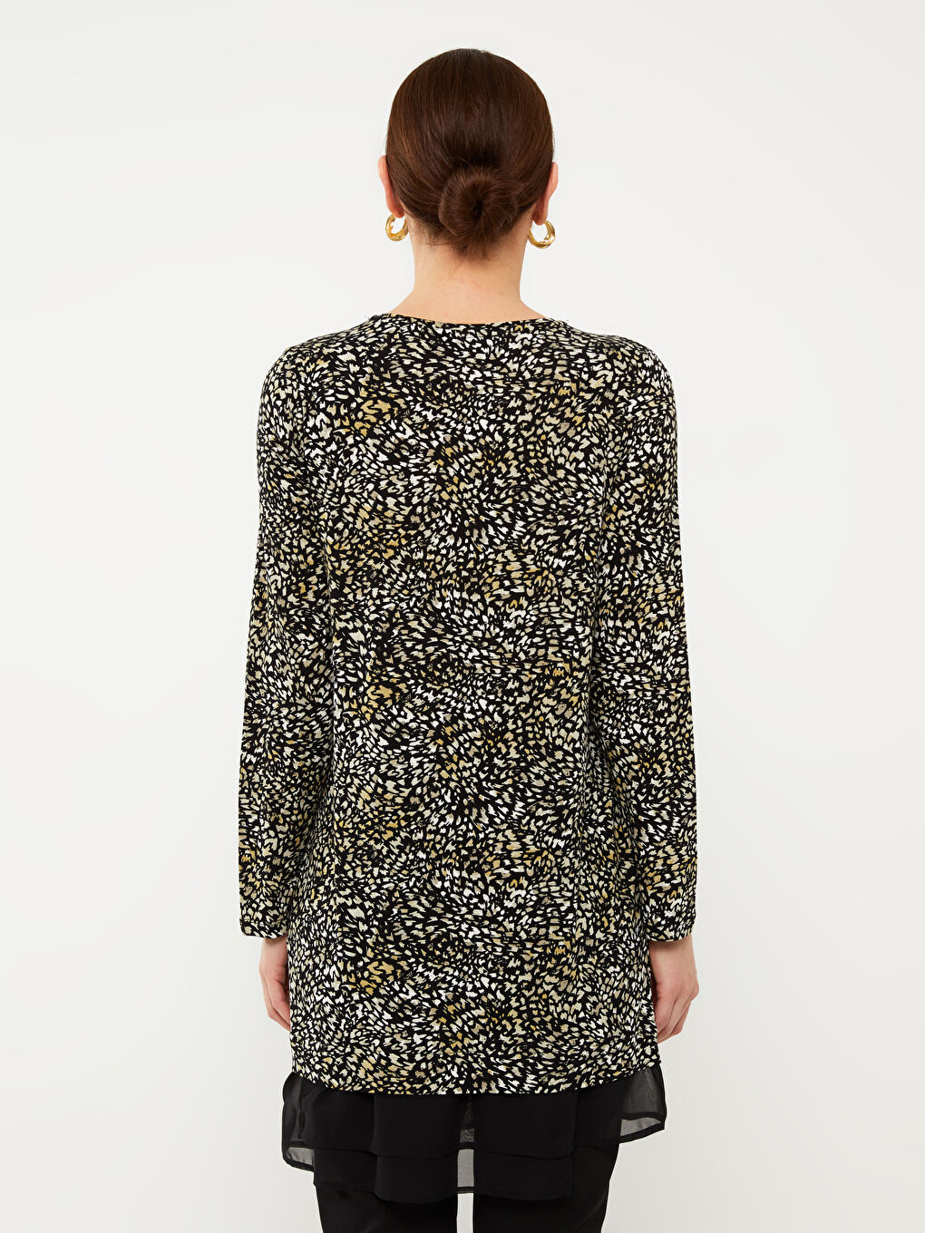 تونیکی قۆڵ درێژ خەتخەت یه‌خه‌ خڕ بۆ ژنان-4