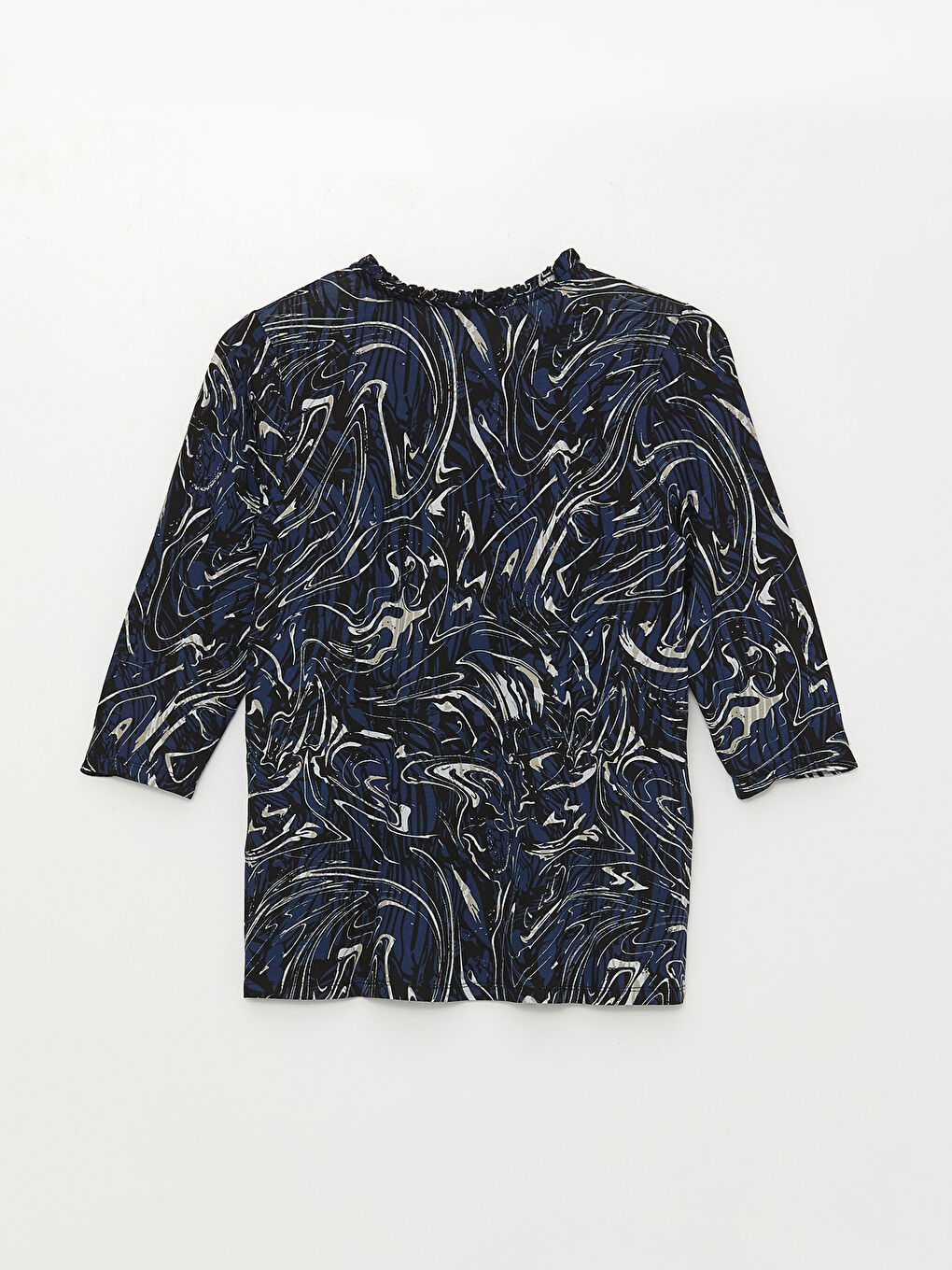 Karışık Bağlamalı Yaka Desenli Kadın Bluz-6