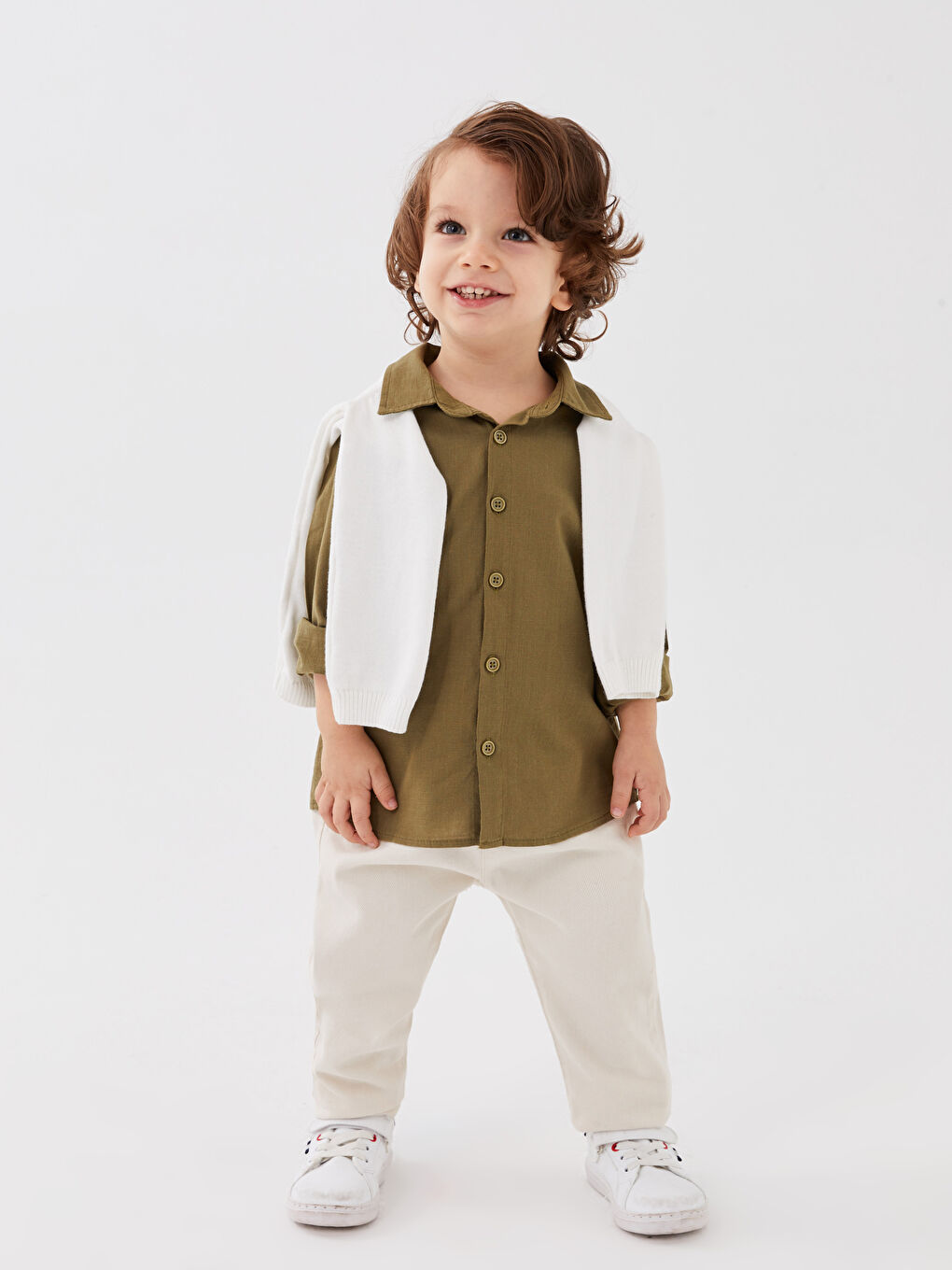 قميص أساسي كم طويل للأولاد الرضع-1