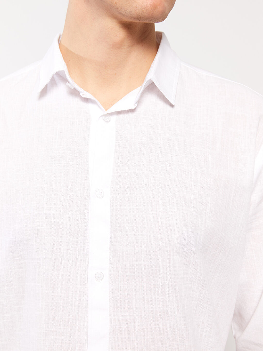 Beyaz Regular Fit Uzun Kollu Erkek Gömlek-3