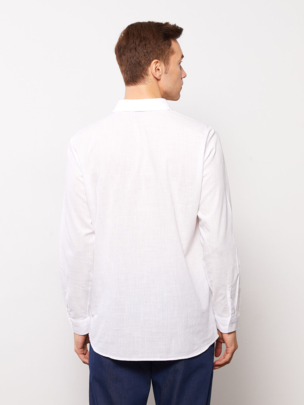 Beyaz Regular Fit Uzun Kollu Erkek Gömlek-4