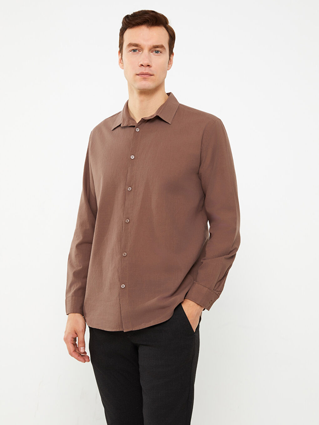 LCW ECO Regular Fit Long Sleeve Men's Shirt -S3ET02Z8-SWU