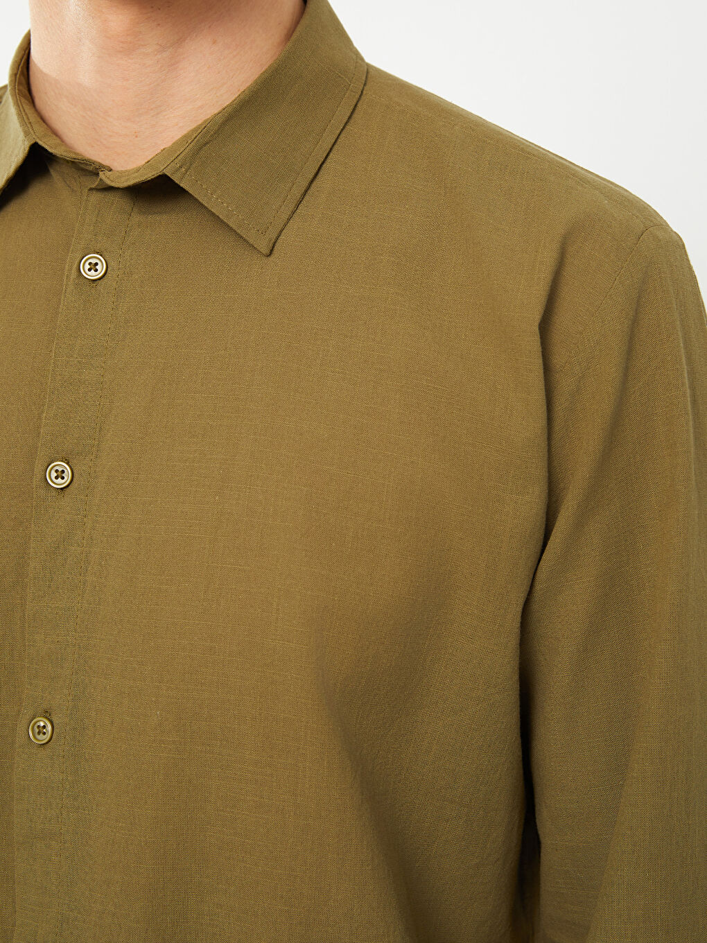 Haki Regular Fit Uzun Kollu Erkek Gömlek-3
