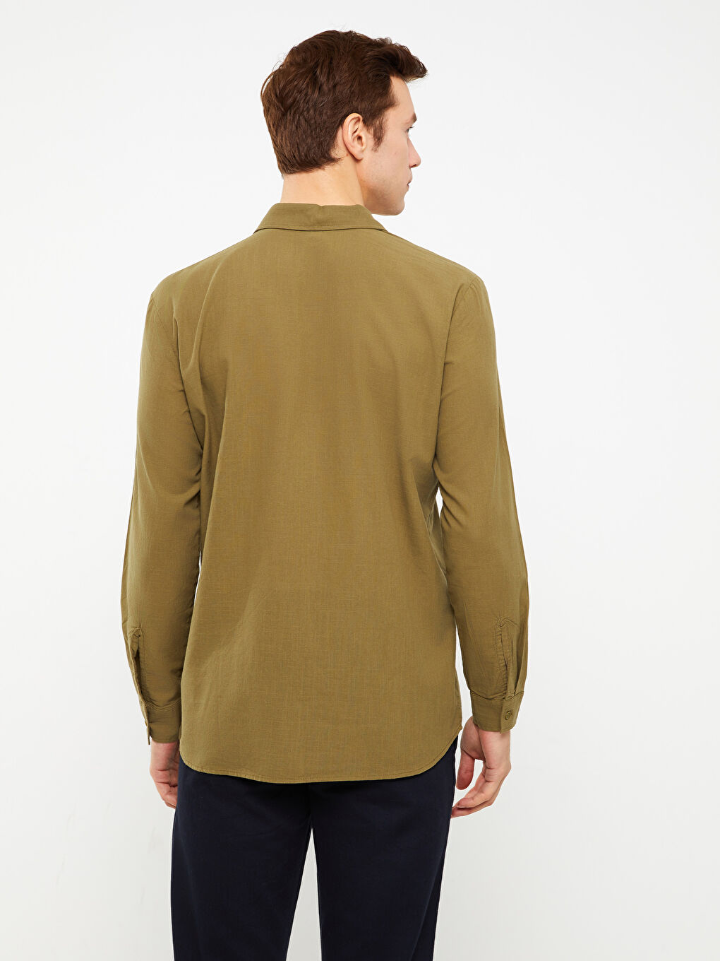 Haki Regular Fit Uzun Kollu Erkek Gömlek-4