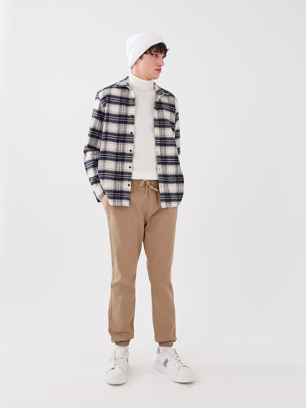 Bej Slim Fit Erkek Jogger Pantolon