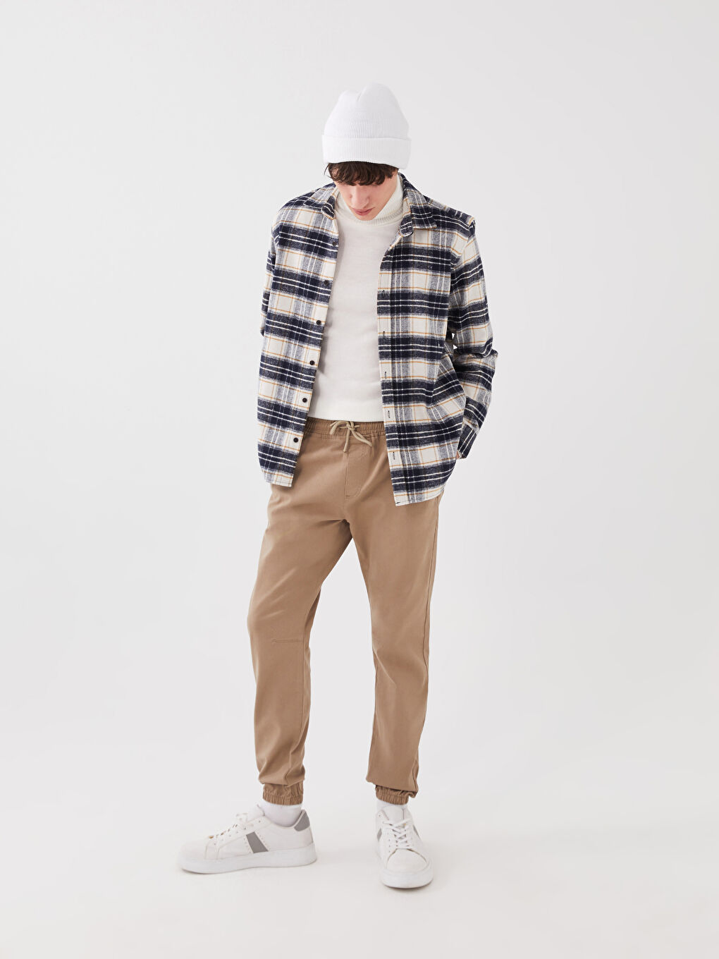 Bej Slim Fit Erkek Jogger Pantolon-1