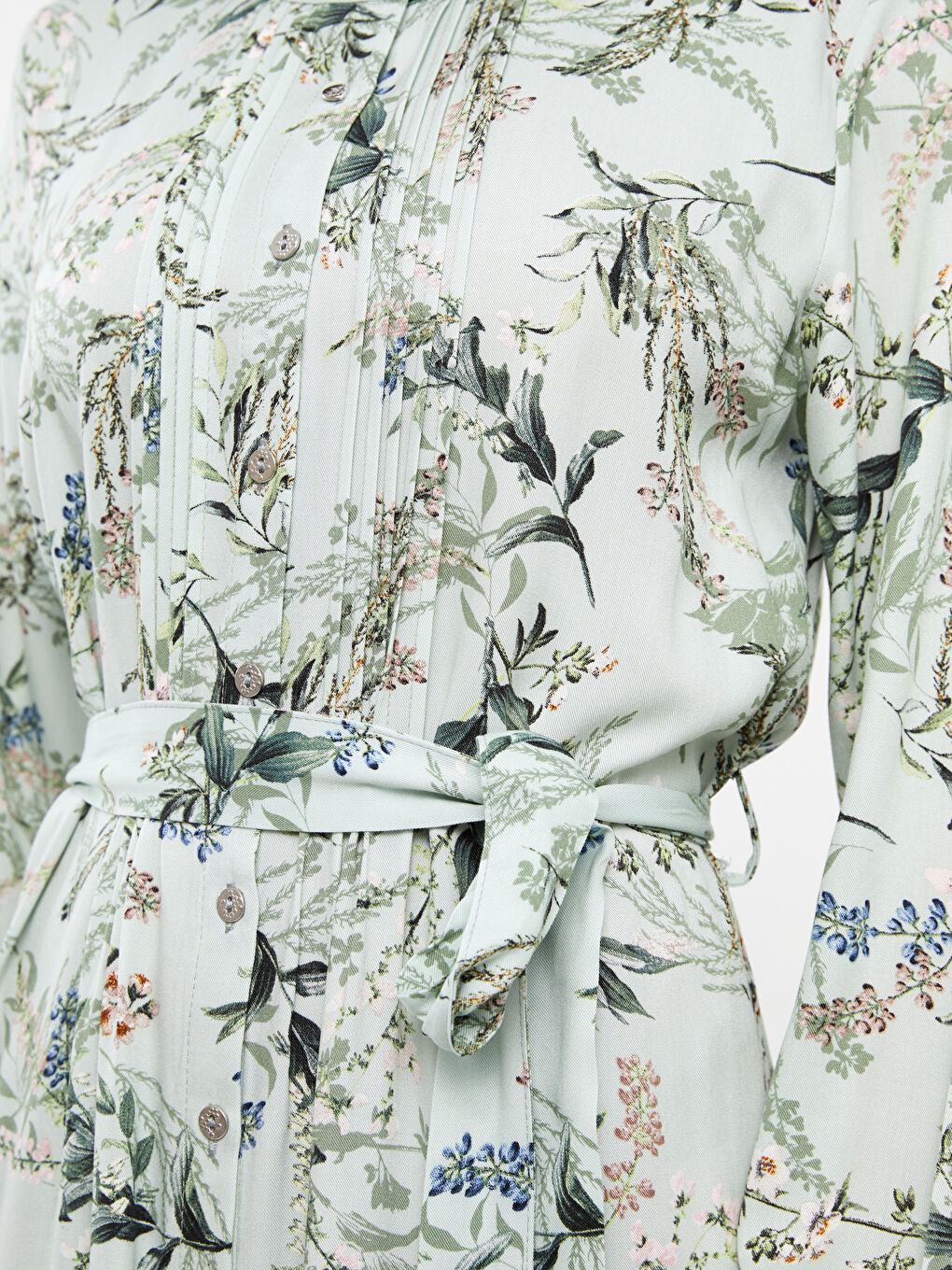 Rochie cu Guler Rotund, Cu Model, Mânecă Lungă, pentru Femei-3