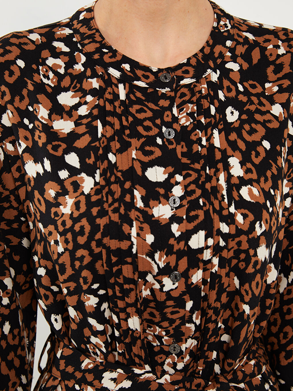 Crew Neck Patterned Long Sleeve Women's Dress -S3ET10Z8-LQY
